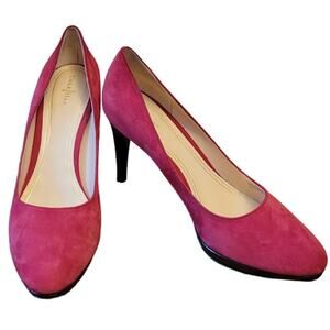 Cole Haan Nike Air Chelsea High Heel Pumps Raspberry Stacked Wood‎ Heel - 11B